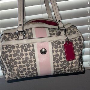 Gray and Pink Designer Coach Women's Bag